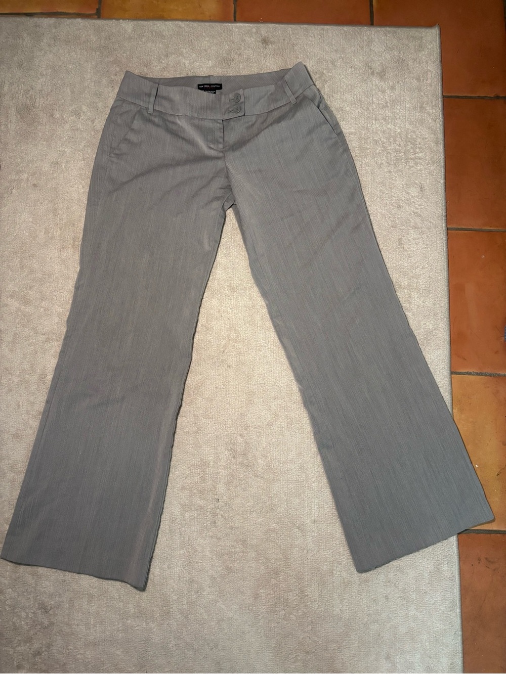 New York & Company Light Gray Herringbone Dress Pants